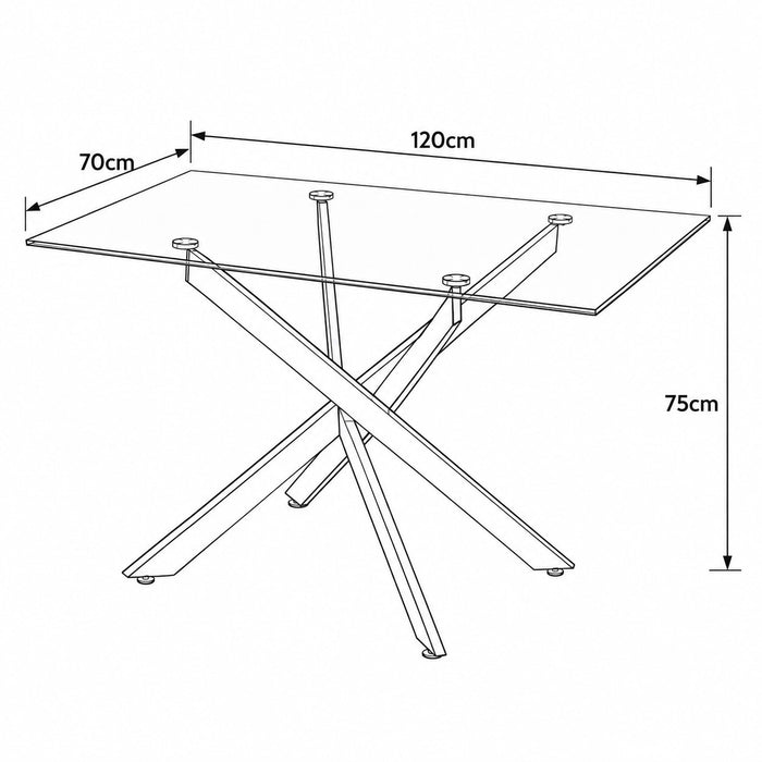 Lucia 4 Seater Rectangle Glass Dining Table & Chairs