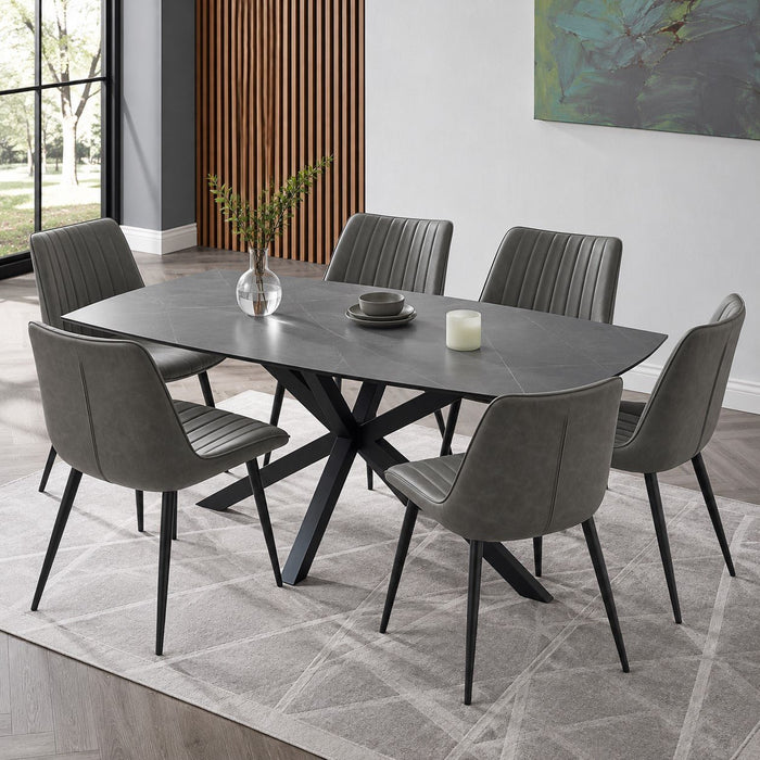 Verona 6 Seater Ceramic Sintered Stone Dining Table & Chairs
