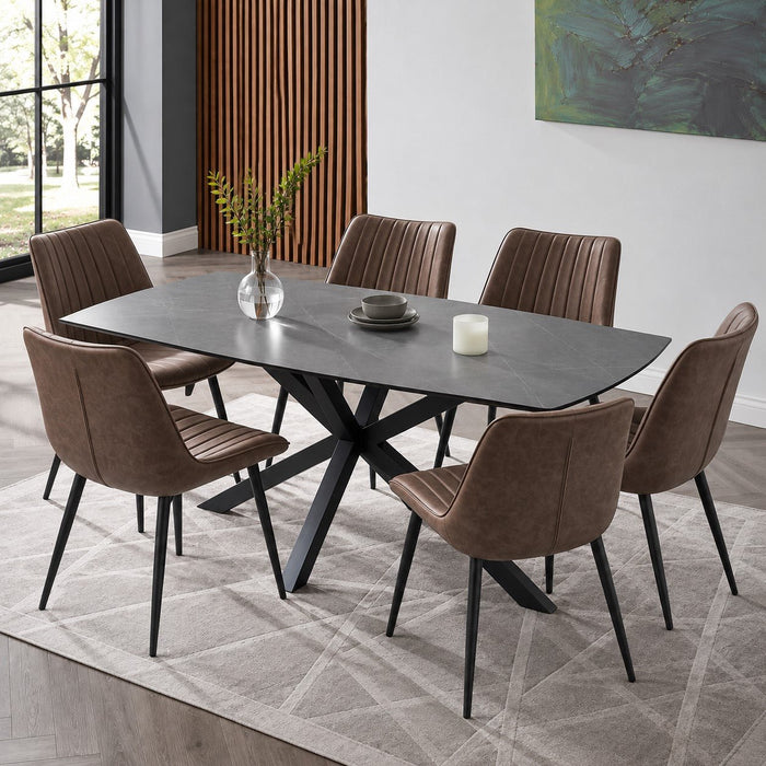 Verona 6 Seater Ceramic Sintered Stone Dining Table & Chairs
