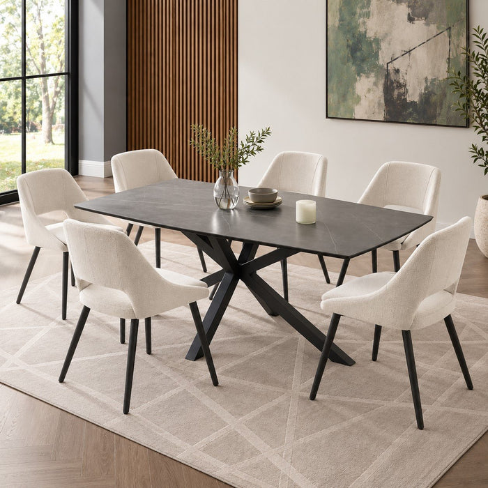 Verona 6 Seater Ceramic Sintered Stone Dining Table & Chairs