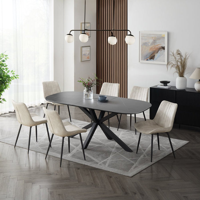 Verona 6-8 Seater Extending Ceramic Sintered Stone Dining Table & Chairs
