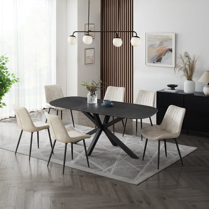 Verona 6-8 Seater Extending Ceramic Sintered Stone Dining Table & Chairs