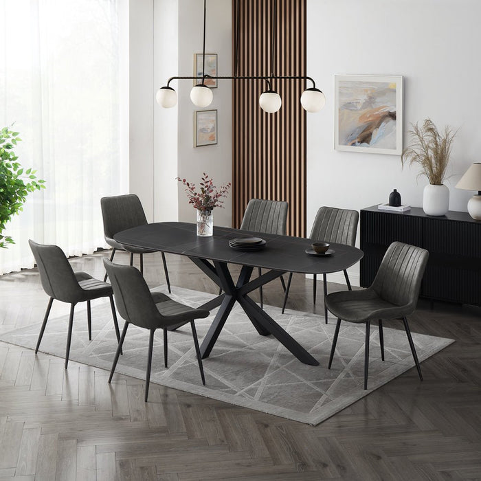 Verona 6-8 Seater Extending Ceramic Sintered Stone Dining Table & Chairs