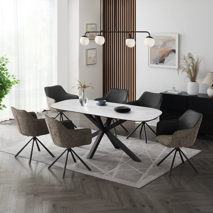 Verona 6-8 Seater Extending Ceramic Sintered Stone Dining Table & Chairs