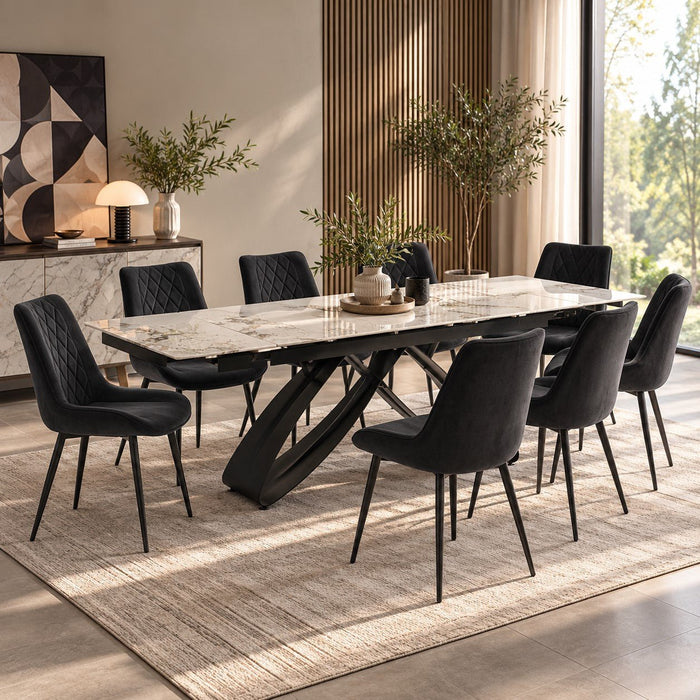 Bergamo 8-10 Seater Extending Sintered Stone Dining Table & Chairs