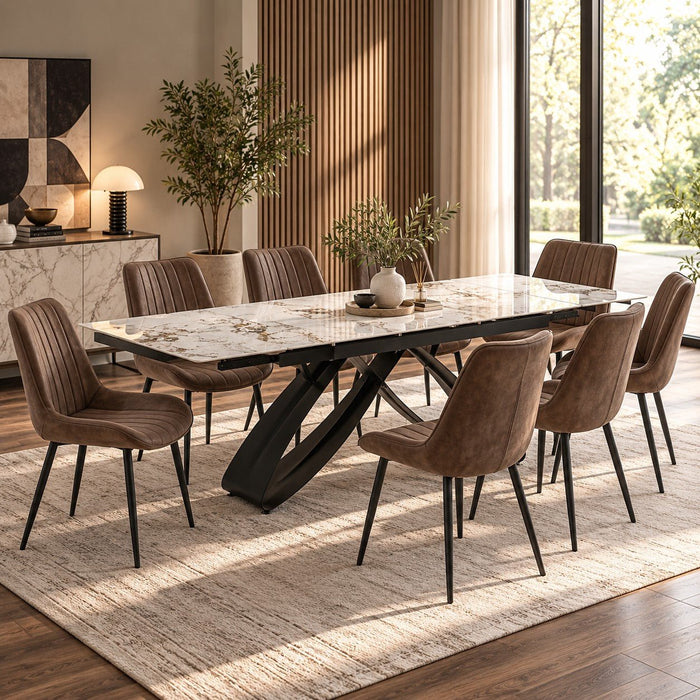 Bergamo 8-10 Seater Extending Sintered Stone Dining Table & Chairs