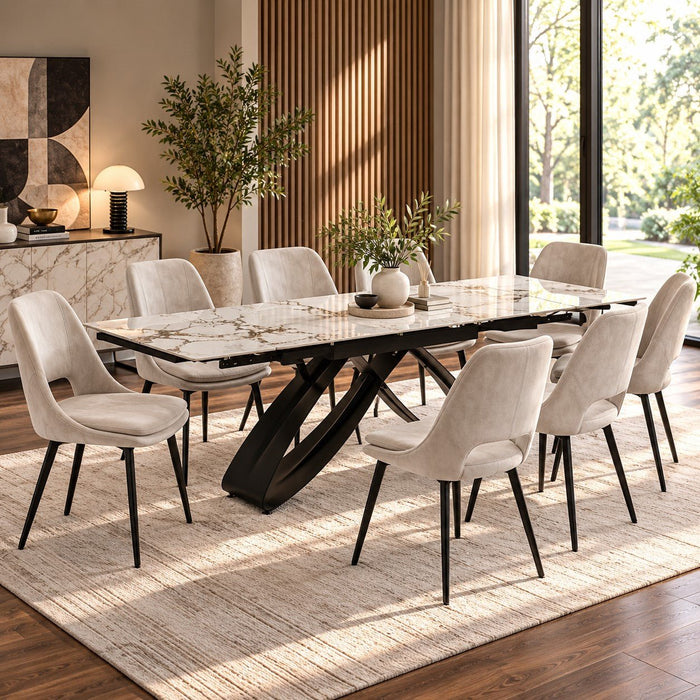 Bergamo 8-10 Seater Extending Sintered Stone Dining Table & Chairs