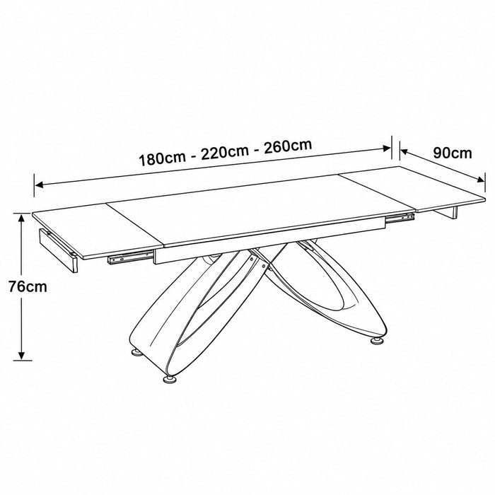 Bergamo Extending 180-260cm Ceramic Dining Table, White