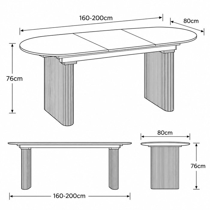 Tokyo 6-8 Seater Extending Oval Wooden Dining Table & Chairs