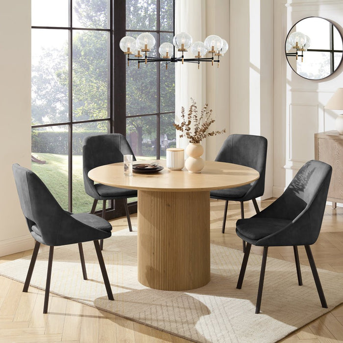 Tokyo Japandi Round Wooden Table Dining Set with Dining Chairs