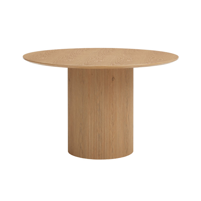 Tokyo Natural Round Dining Table & 6 Girona Chairs, Cream Velvet Chair