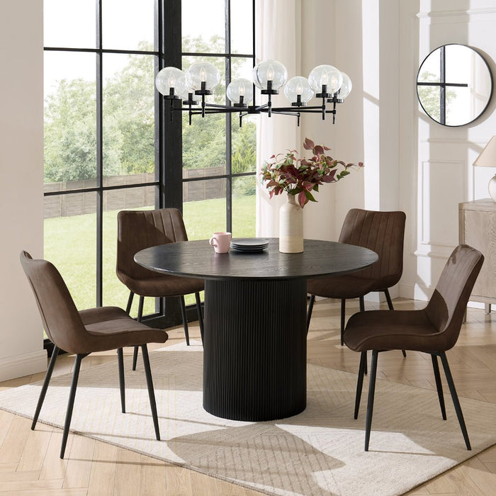 Tokyo Japandi Round Wooden Table Dining Set with Dining Chairs