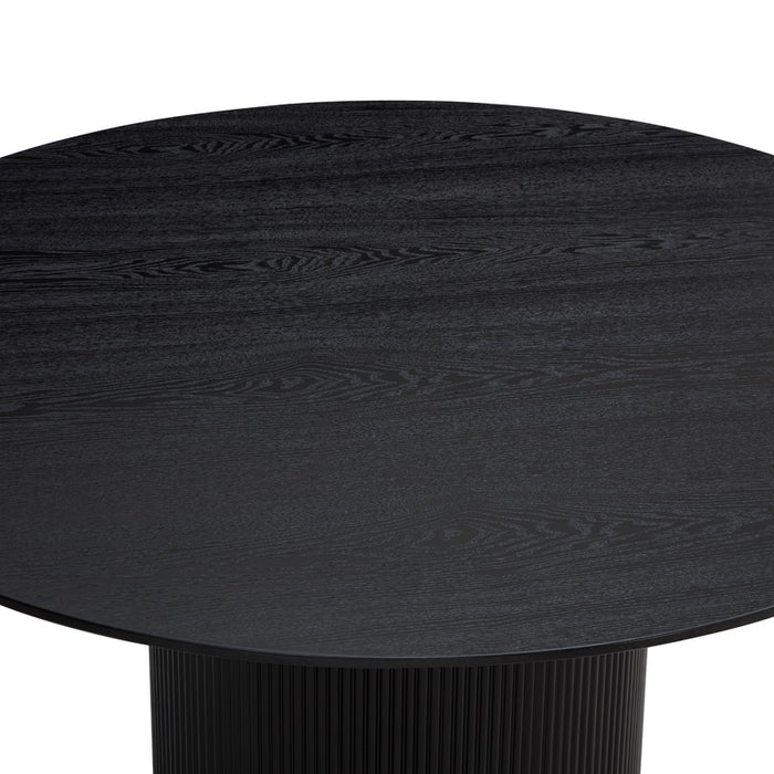 Tokyo Black Round Dining Table & 4 Girona Chairs, Grey Velvet Chair