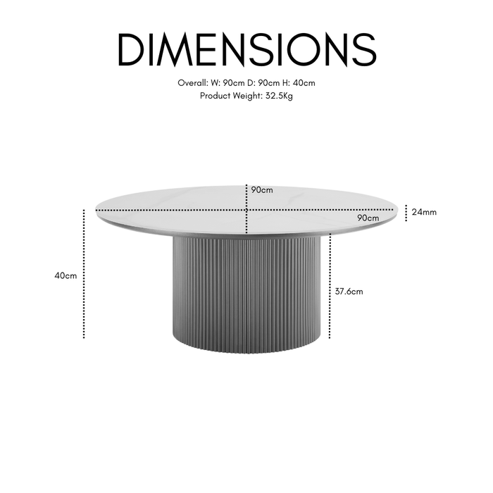 Osaka Round Japandi Marble Coffee Table With Side Table