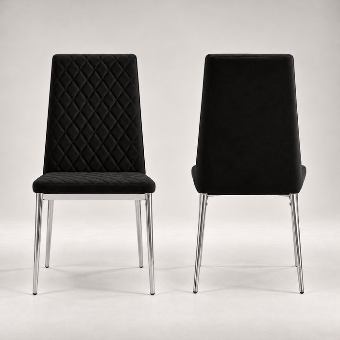 Sierra Faux Leather Dining Chair Set of 4, Black with Silver Legs