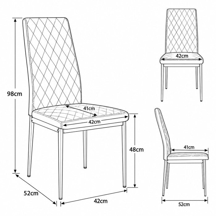 Livorno 4 Seater Round Glass Dining Table & Chairs