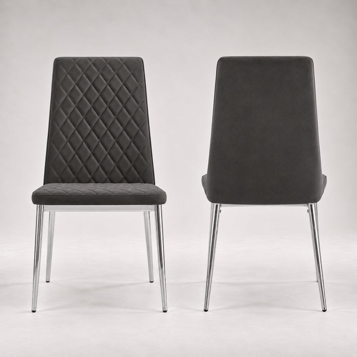Sierra Faux Leather Dining Chair Set of 6, Grey with Silver Legs