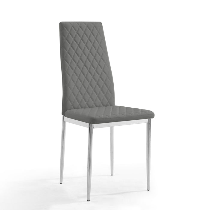 Sierra Faux Leather Dining Chair Set of 6, Grey with Silver Legs