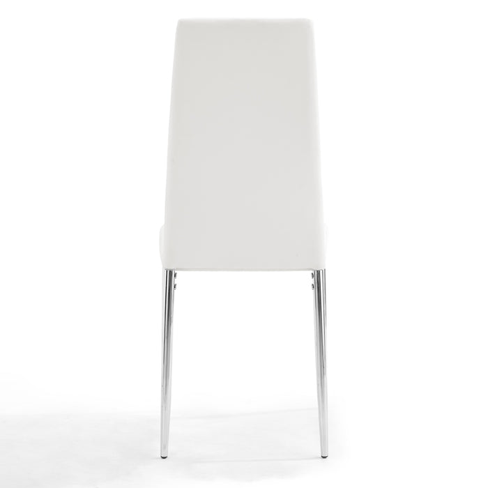 Sierra Faux Leather Dining Chair Set of 4, White with Silver Legs