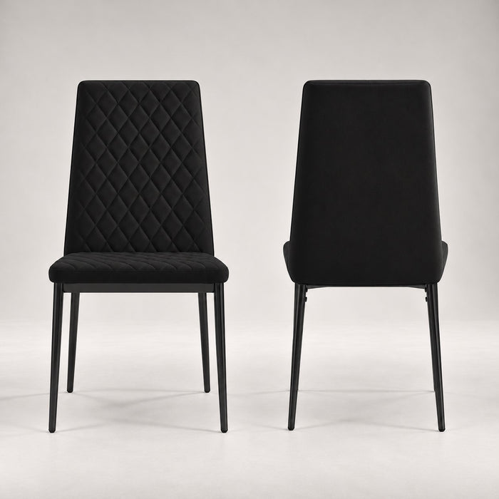 Sierra Faux Leather Dining Chair Set of 6, Black with Black Legs