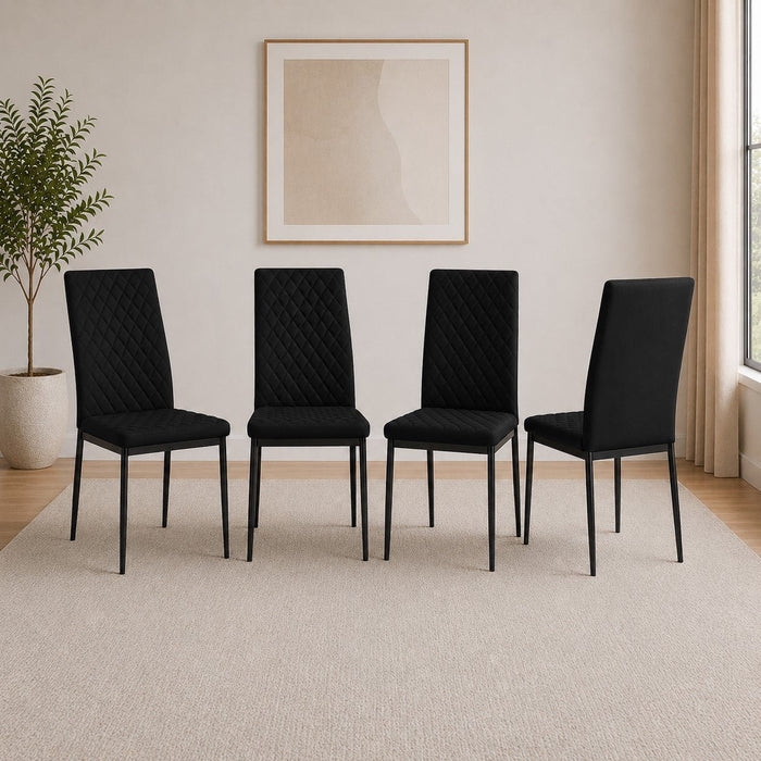 Sierra Faux Leather Dining Chair Set of 4, Black with Black Legs