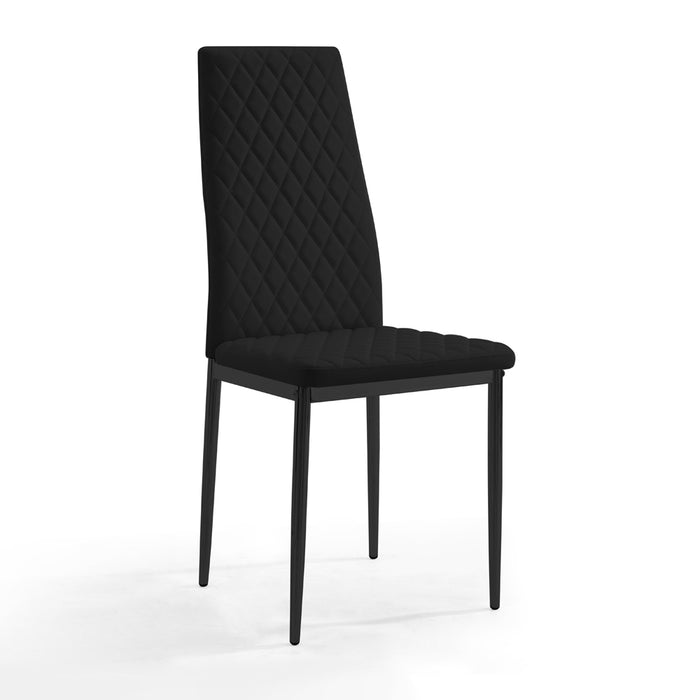 Sierra Faux Leather Dining Chair Set of 6, Black with Black Legs