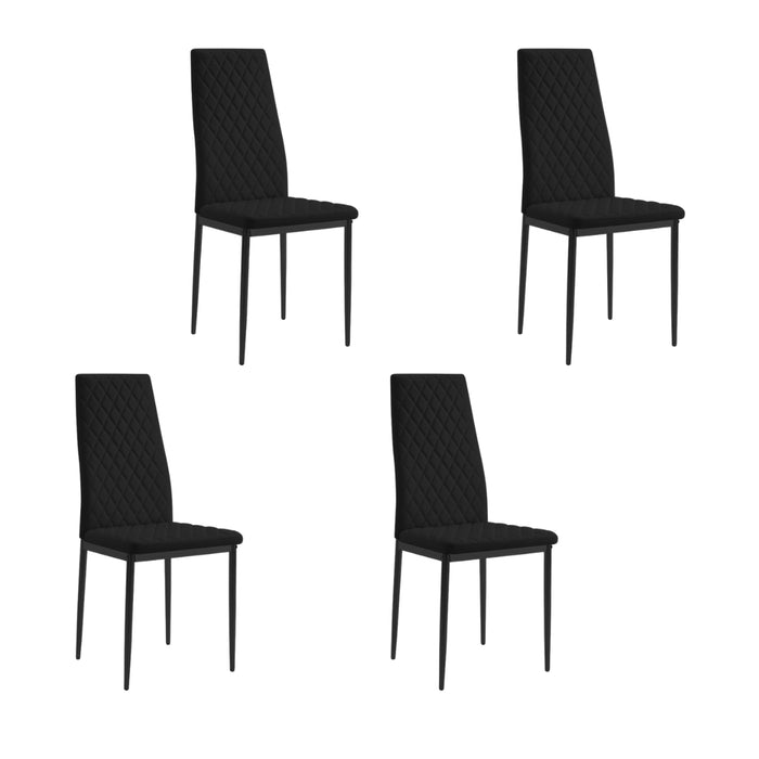 Sierra Faux Leather Dining Chair Set of 4, Black with Black Legs