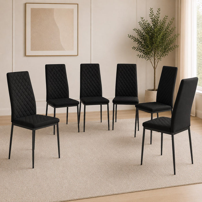 Sierra Faux Leather Dining Chair Set of 6, Black with Black Legs