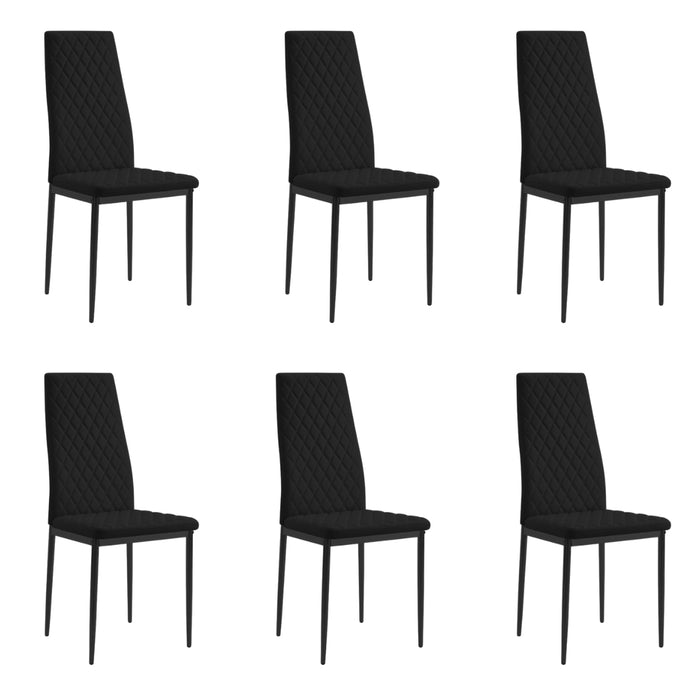 Sierra Faux Leather Dining Chair Set of 6, Black with Black Legs