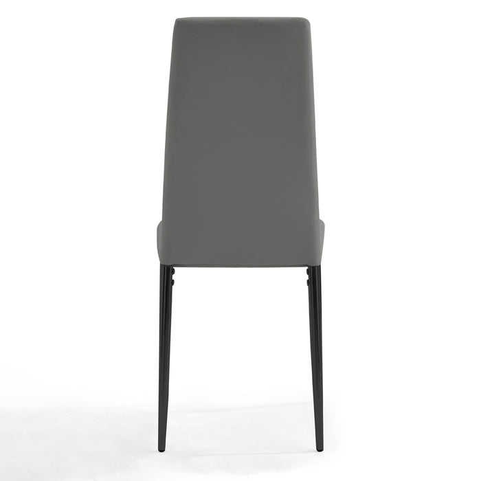 Sierra Faux Leather Dining Chair Set of 4, Grey with Black Legs