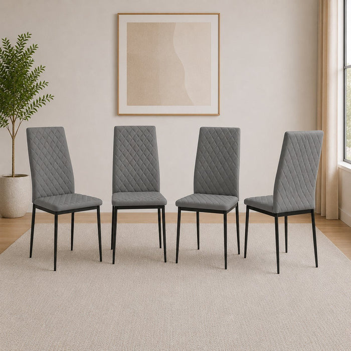 Sierra Faux Leather Dining Chair Set of 4, Grey with Black Legs