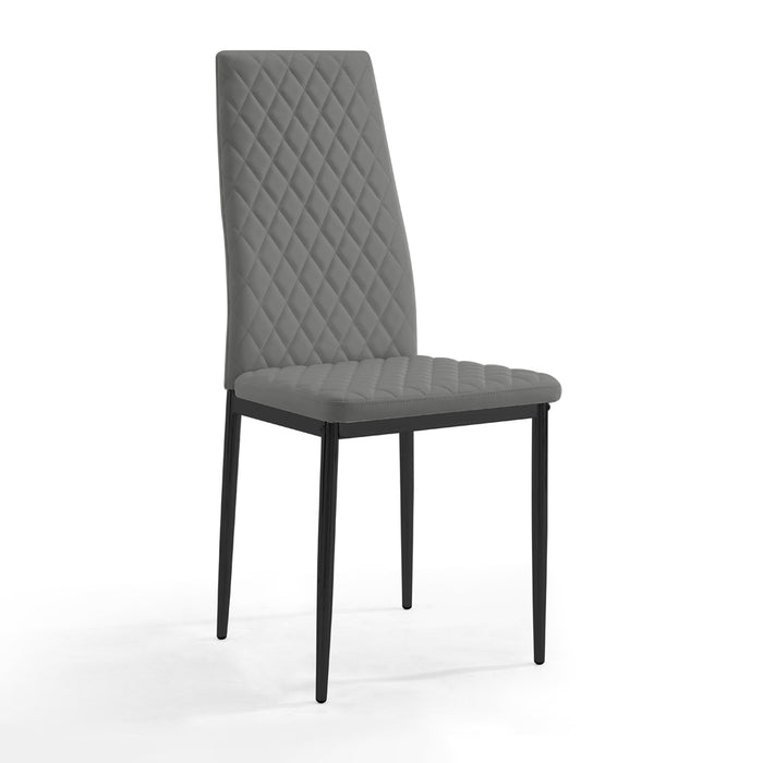 Sierra Faux Leather Dining Chair Set of 4, Grey with Black Legs