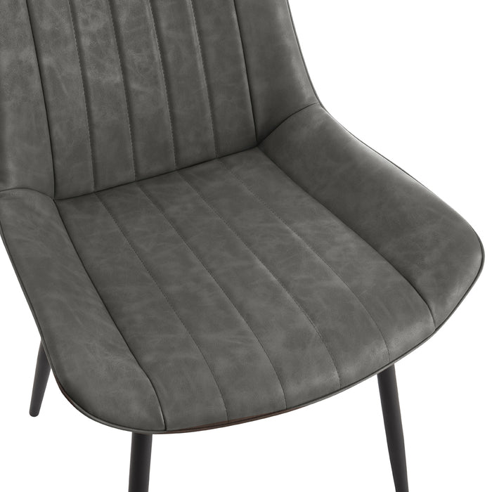 Girona Dining Chair Set of 2, Grey Faux Leather