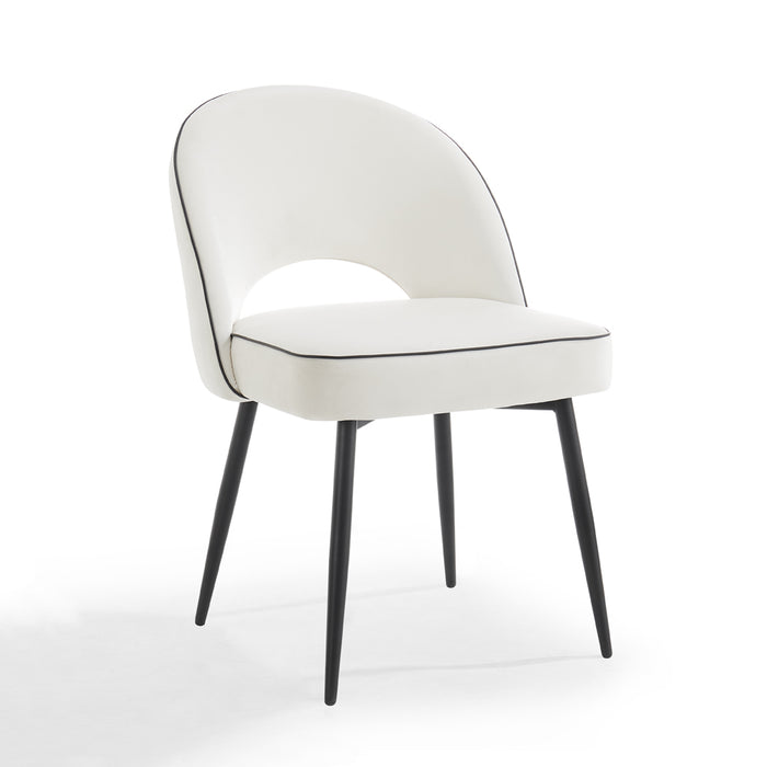 Tiago Velvet Dining Chair Set of 2, Ivory