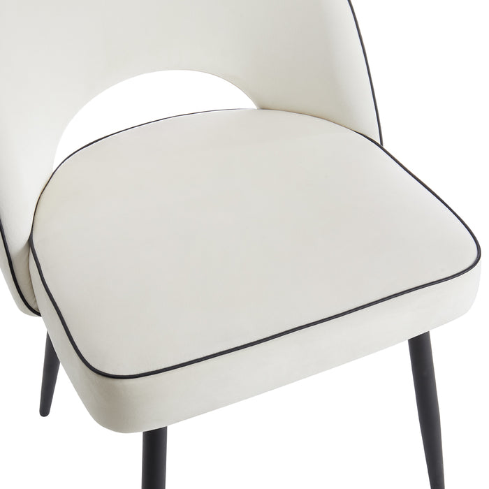 Tiago Velvet Dining Chair Set of 2, Ivory