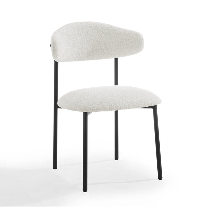 Elda Boucle Dining Chair Set of 2, White