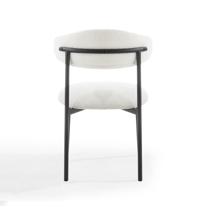 Elda Boucle Dining Chair Set of 2, White