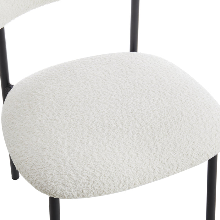 Elda Boucle Dining Chair Set of 2, White