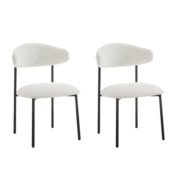 Elda Boucle Dining Chair Set of 2, White