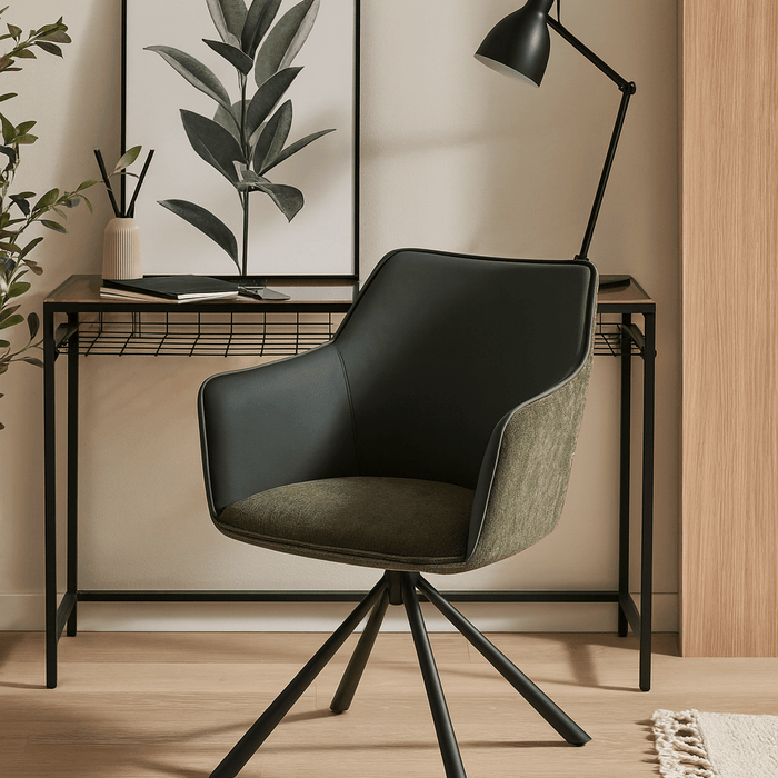 Porto Fabric Swivel Office Chair, Green/Grey