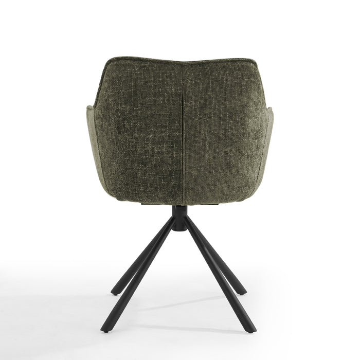 Verona Grey 150cm Ceramic Dining Table & 4 Porto Swivel Chairs, Grey/Green