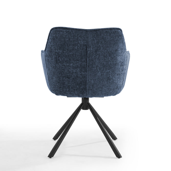 Porto Fabric Swivel Dining Chair Set of 2, Grey/Blue