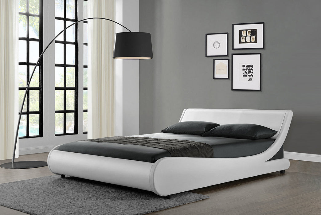 Galactic Leather Double Bed Frame, White
