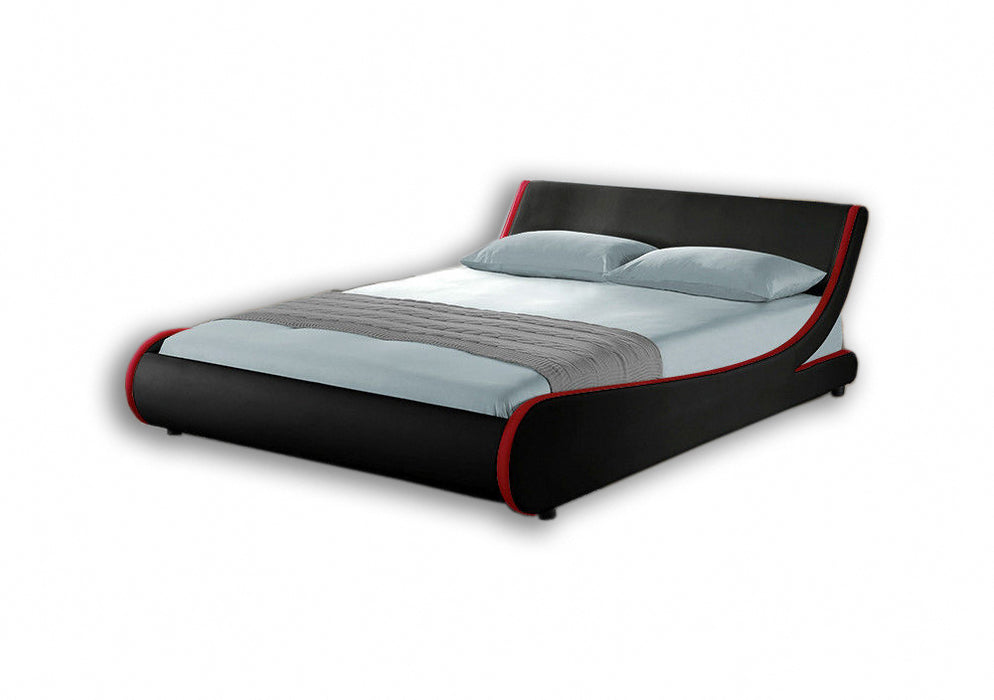 Galactic Leather Double Bed Frame, Black & Red