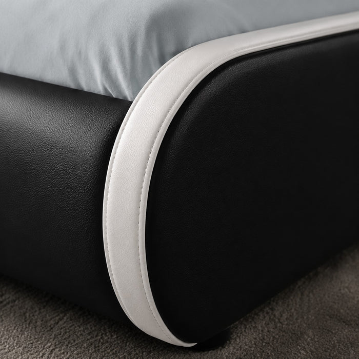 Galactic Leather King Bed Frame, Black & White