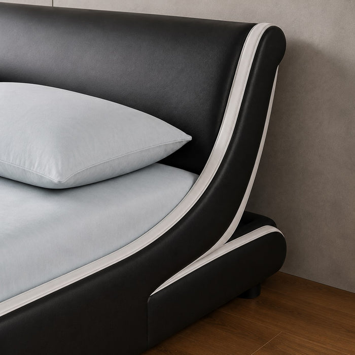 Galactic Leather King Bed Frame, Black & White