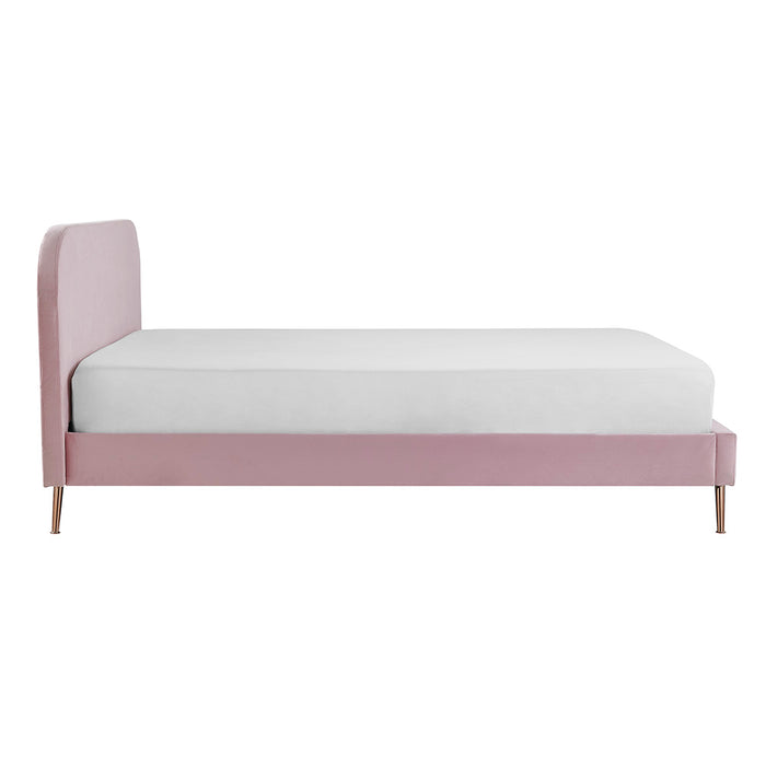 Clio Fabric Bed Frame - Plush Velvet Double Bed, Pink