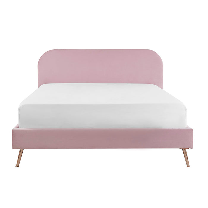 Clio Fabric Bed Frame - Plush Velvet Double Bed, Pink