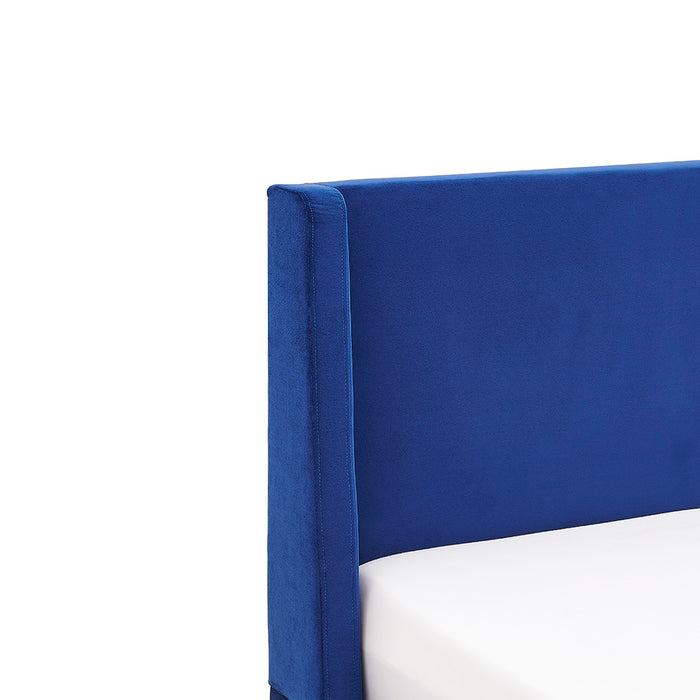 Athena Fabric Bed Frame - King Plush Velvet Bed, Blue