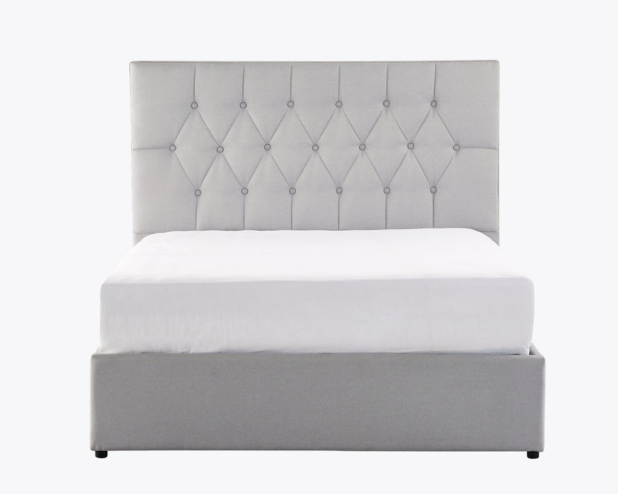 Moreno Fabric Ottoman King Bed Frame, Light Grey Linen